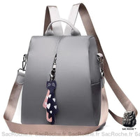 Sac à dos Oxford femme avec pendentif - modèle Gris - Sac Roche ™
