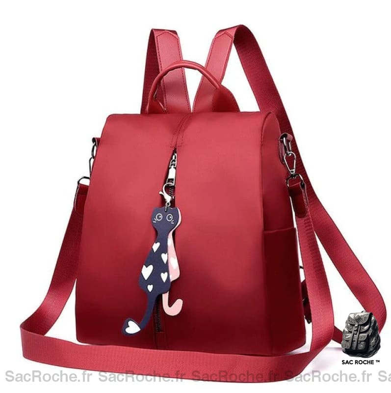 Sac à dos Oxford avec pendentif pour femme rouge avec un fond blanc