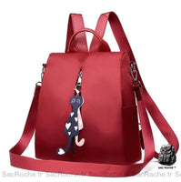 Sac à dos Oxford femme avec pendentif - modèle Rouge - Sac Roche ™