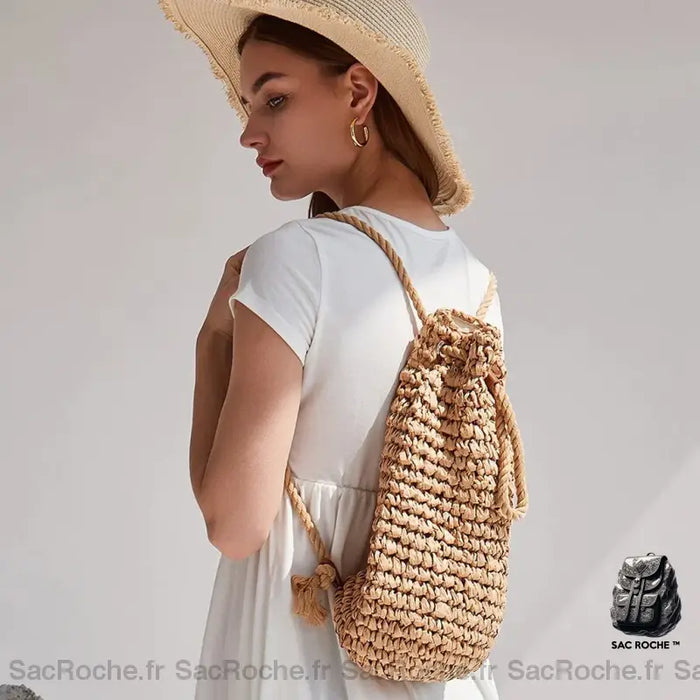 Sac À Dos Paille Chic Été Paille Sac Femme