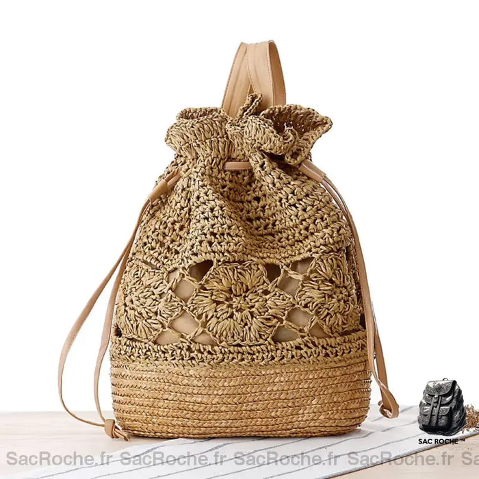 Sac À Dos Paille Femme Brun Sac