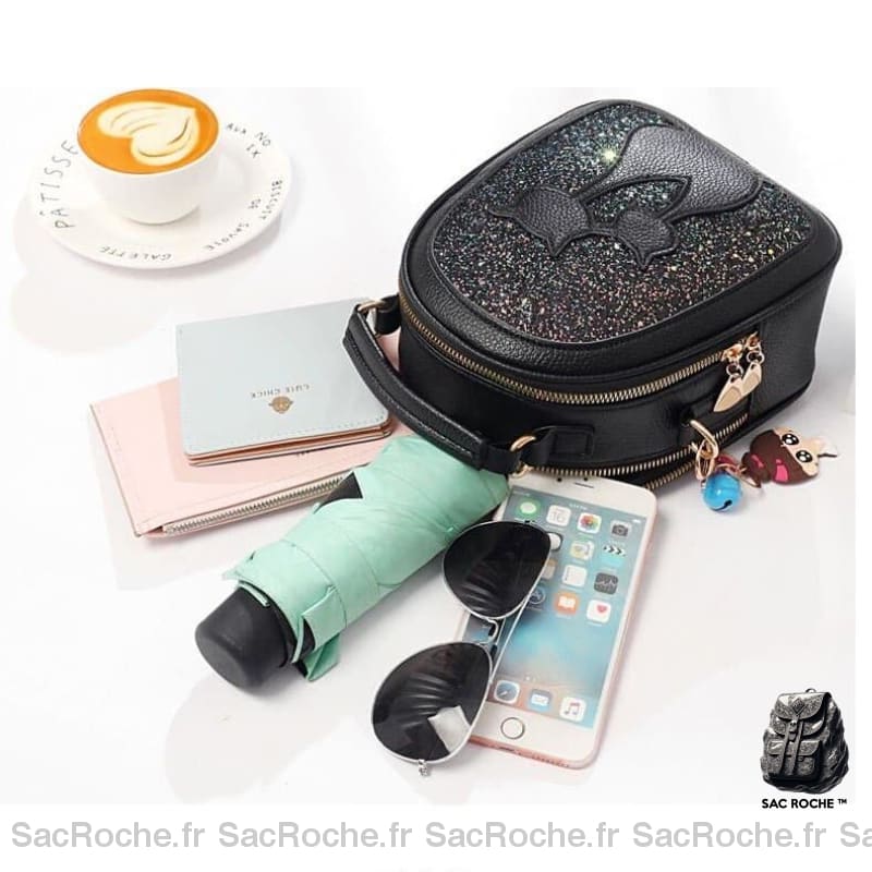 Sac À Dos Paillettes Chat Simili Cuir Enfant