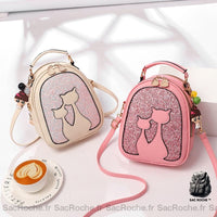 Sac à dos paillettes chat simili cuir - Sac Roche ™