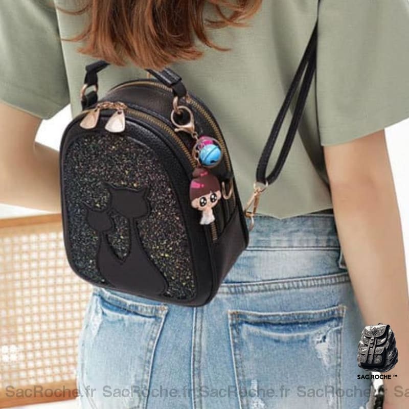 Sac À Dos Paillettes Chat Simili Cuir Enfant
