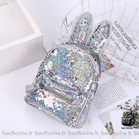 Sac à dos paillettes oreilles lapin - modèle Argenté - Sac Roche ™