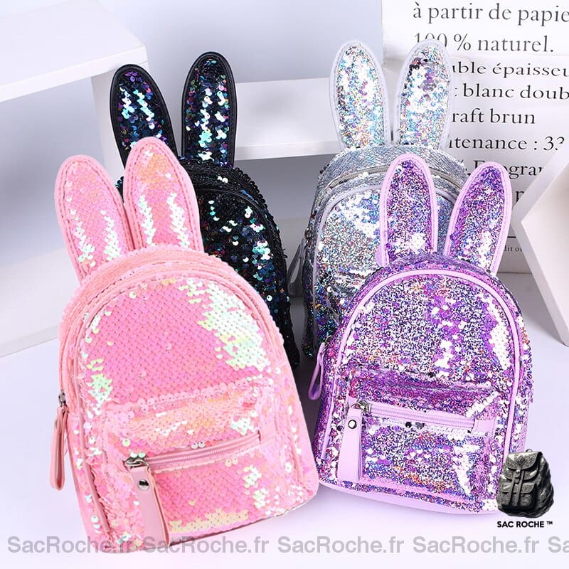 Sac À Dos Paillettes Oreilles Lapin Enfant