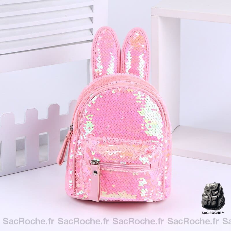 Sac à dos à paillettes avec oreilles de lapin - Rose - Sac à main Sac