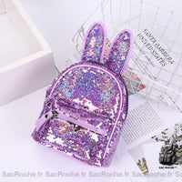 Sac à dos paillettes oreilles lapin - modèle Violet - Sac Roche ™