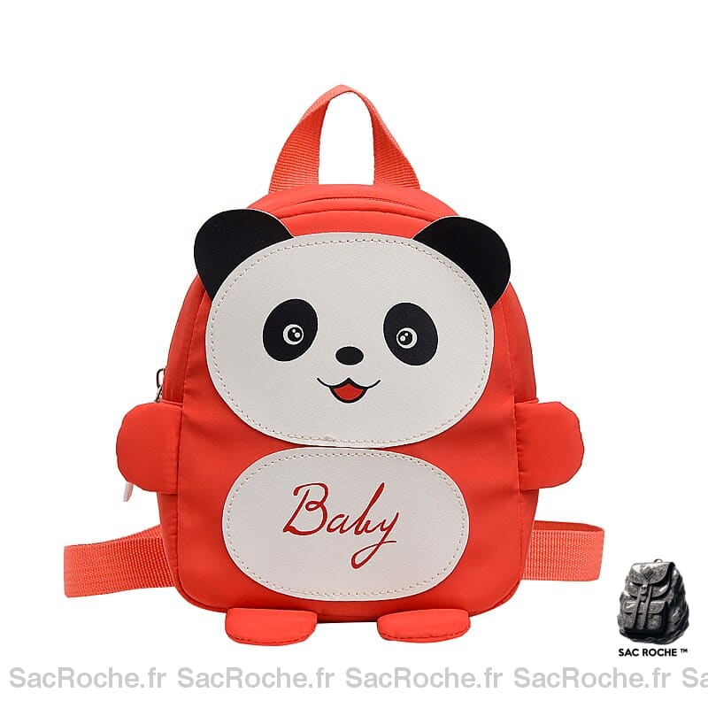 Petit sac à dos d'écolier panda orange avec un fond blanc