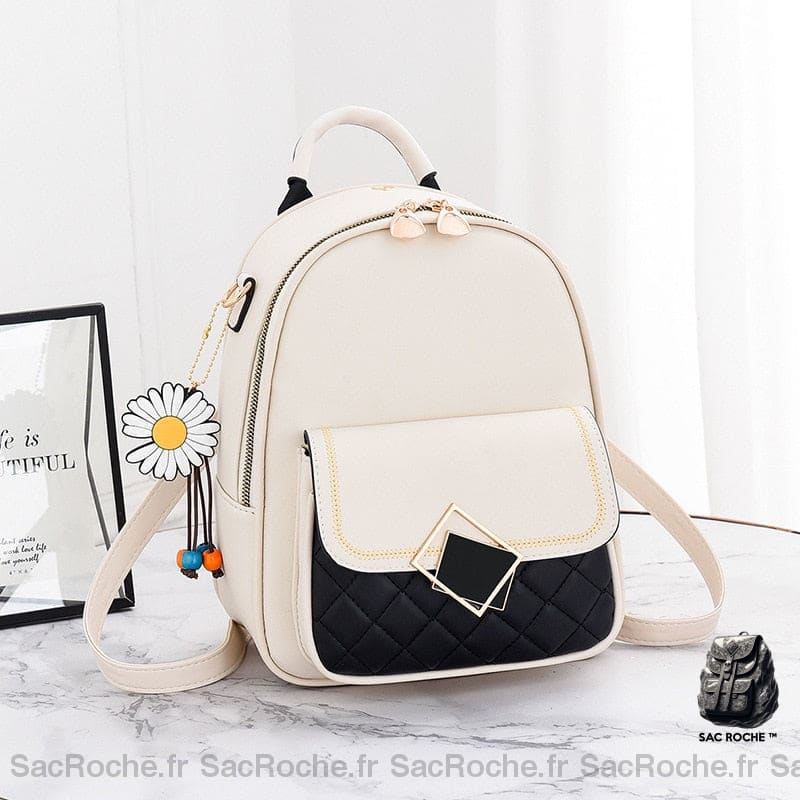 Sac à dos en cuir bijou pâquerette - Beige - Sac Sac à dos