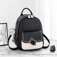 Sac à dos pâquerette en simili cuir - modèle Noir - Sac Roche ™