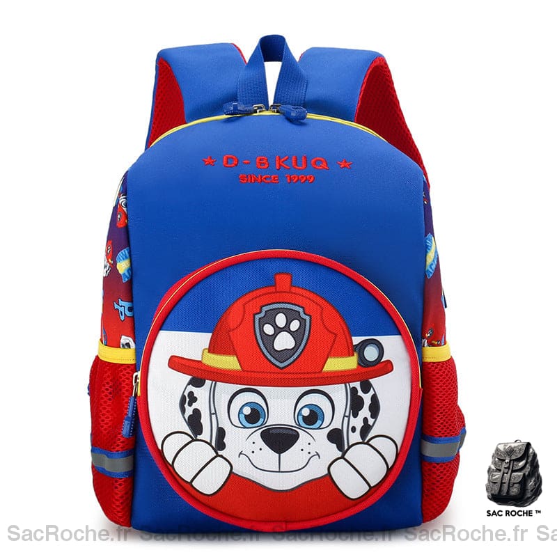 Sac à dos Pat Patrouille en flanelle bleu avec un fond blanc