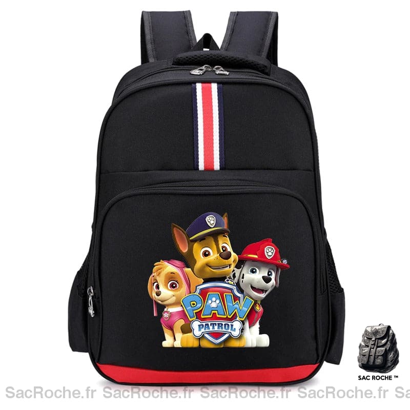 Sac à dos Pat Patrouille en plastique de qualité noir avec un fond blanc