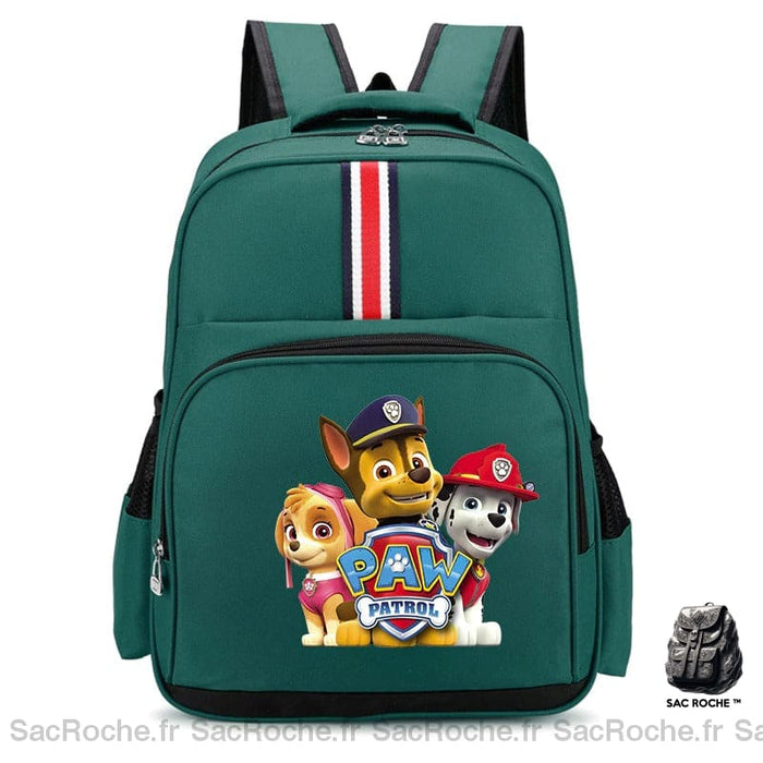 Sac à dos Pat Patrouille en plastique de qualité vert avec motifs chiens devant