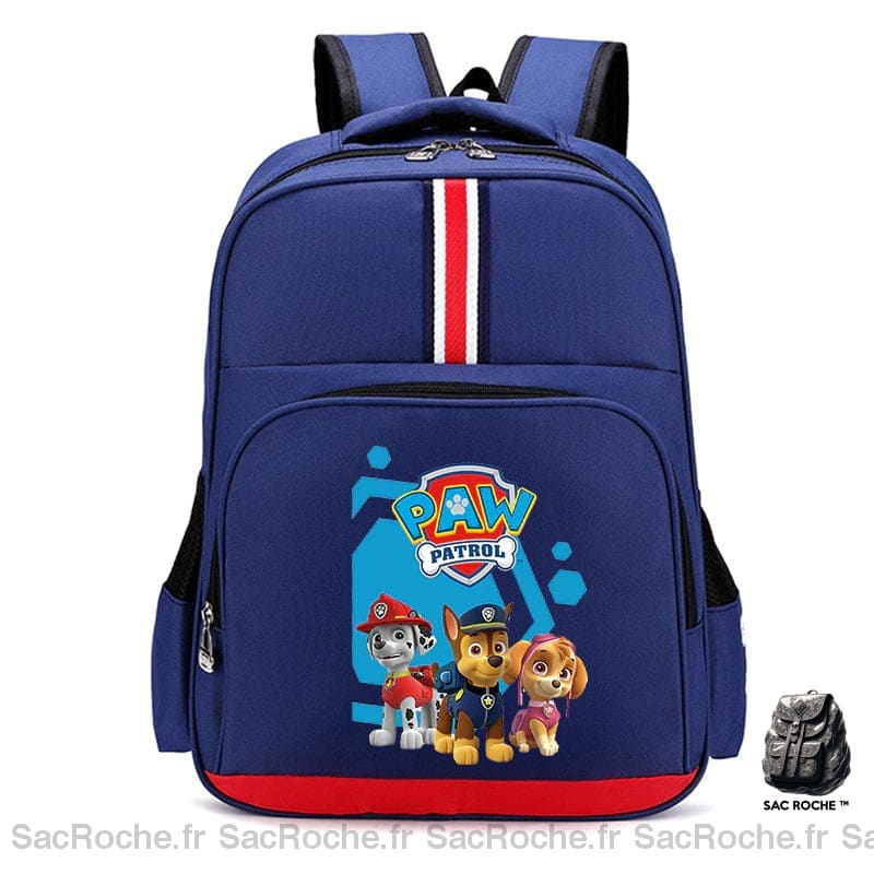 Sac à dos Pat Patrouille motif rayure bleu avec un fond blanc