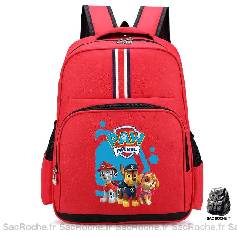 Sac à dos Pat Patrouille motif rayure rouge