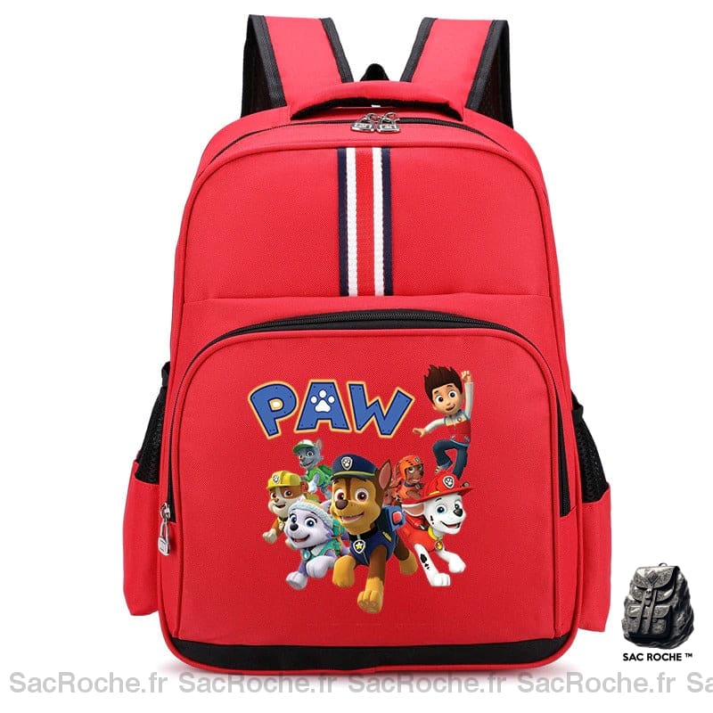 Sac à dos Ryder et son équipe Pat Patrouille rouge avec un fond blanc