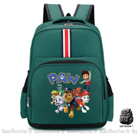 Sac à dos motif Ryder et son équipe Pat Patrouille vert