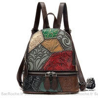 Sac à Dos Patchwork Cuir Femme Handmade - Sac Roche ™
