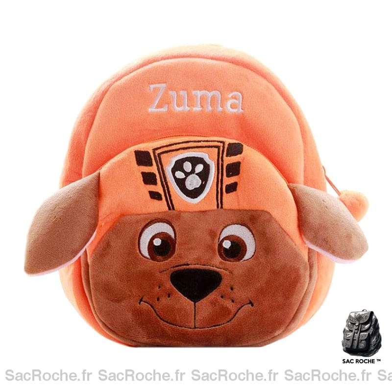 Sac à dos enfant tout doux Patpatrouille orange avec un fond blanc