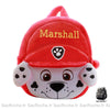 Sac à dos enfant tout doux Patpatrouille rouge avec l'image de Marshall et un fond blanc