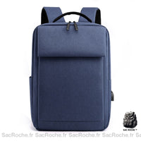 Sac à Dos PC Portable avec Chargeur USB - modèle Bleu - Sac Roche ™
