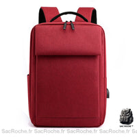 Sac à Dos PC Portable avec Chargeur USB - modèle Rouge - Sac Roche ™