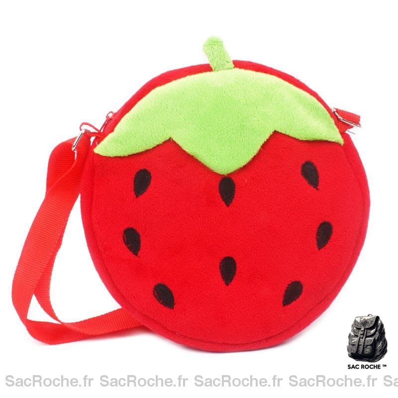 Sac à dos en peluche de fraise pour enfants avec bandoulière