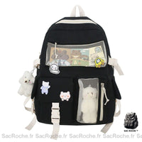 Sac à dos peluche ours filles - modèle Noir - Sac Roche ™