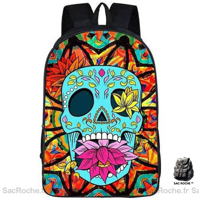 Sac À Dos Personnalisé - Crane Mexicain Noir Sacs Dos Personnalisés