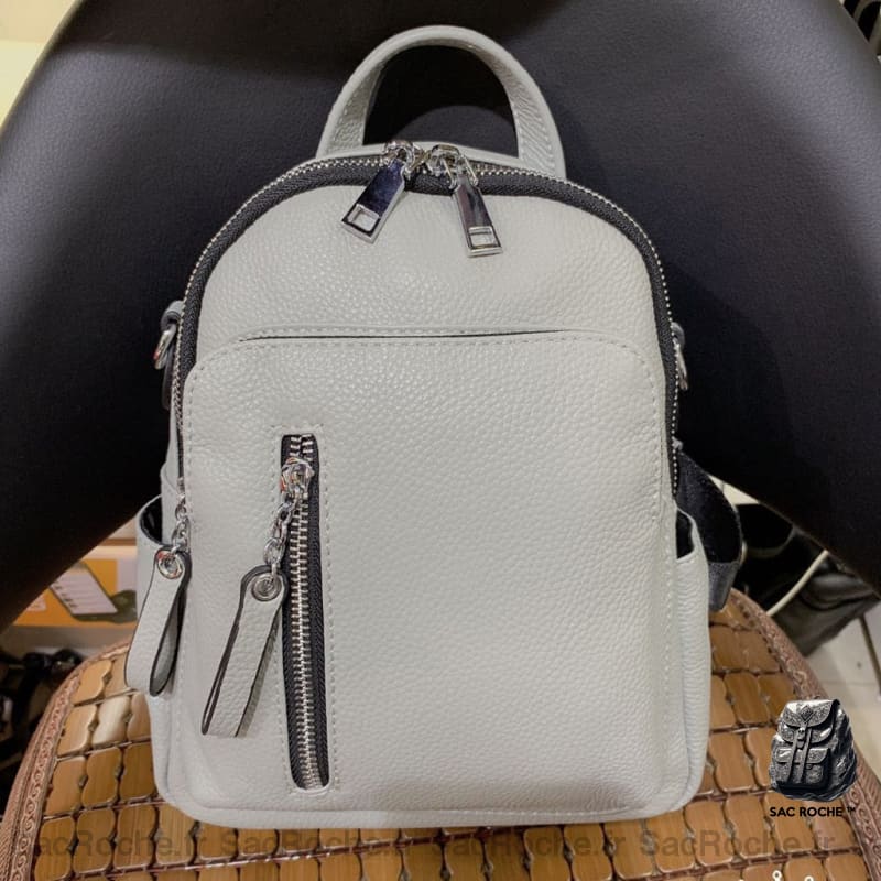 Petit sac à dos en cuir - Gris - Sac à main bagages