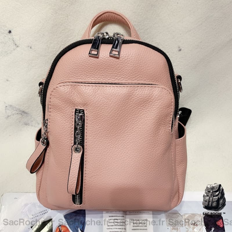 Petit sac à dos en cuir - Rose - Sac à main Cuir
