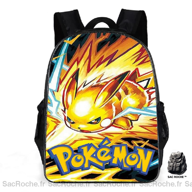 Sac à dos Pikachu jaune et noir avec un fond blanc