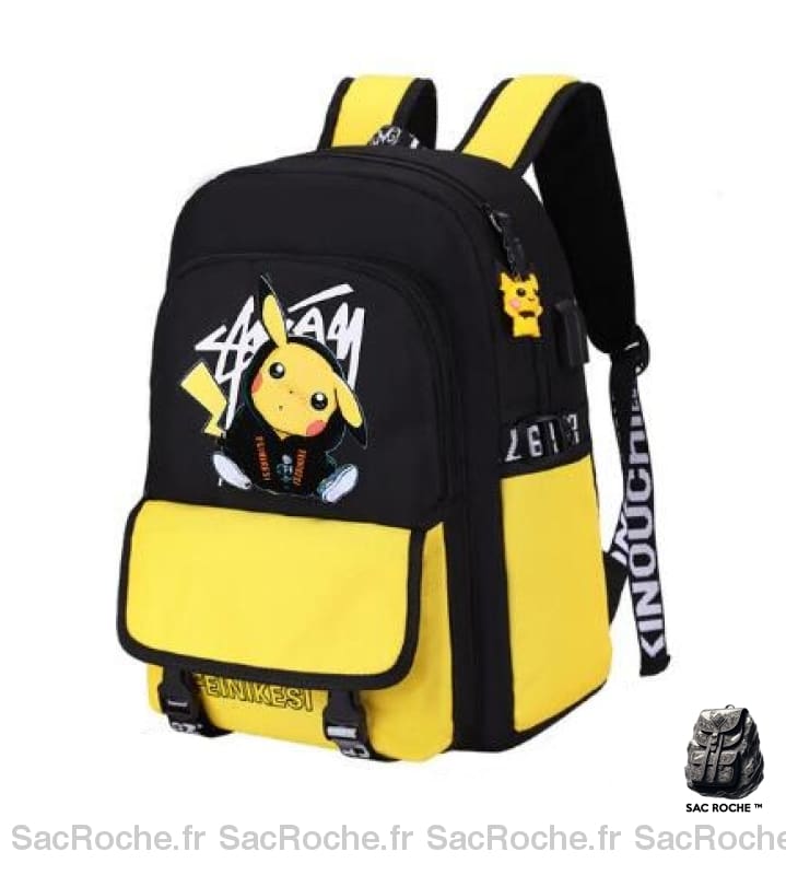 Sac À Dos Pikachu Noir Et Jaune Enfant