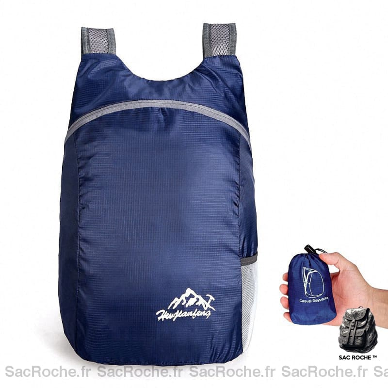 Sac à dos étanche pliable bleu avec un fond blanc