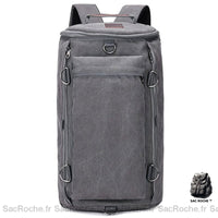 Sac à Dos Polochon Vintage en Toile - Baroudeur - modèle Gris - Sac Roche ™