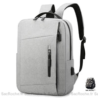 Sac À Dos Portable Couleur Unie Gris Sac A Ordinateur