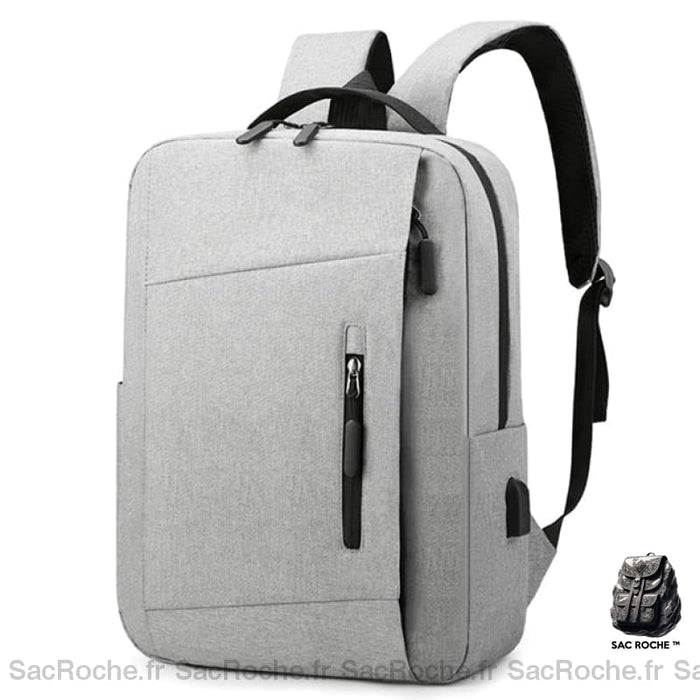 Sac À Dos Portable Couleur Unie Gris Sac A Ordinateur