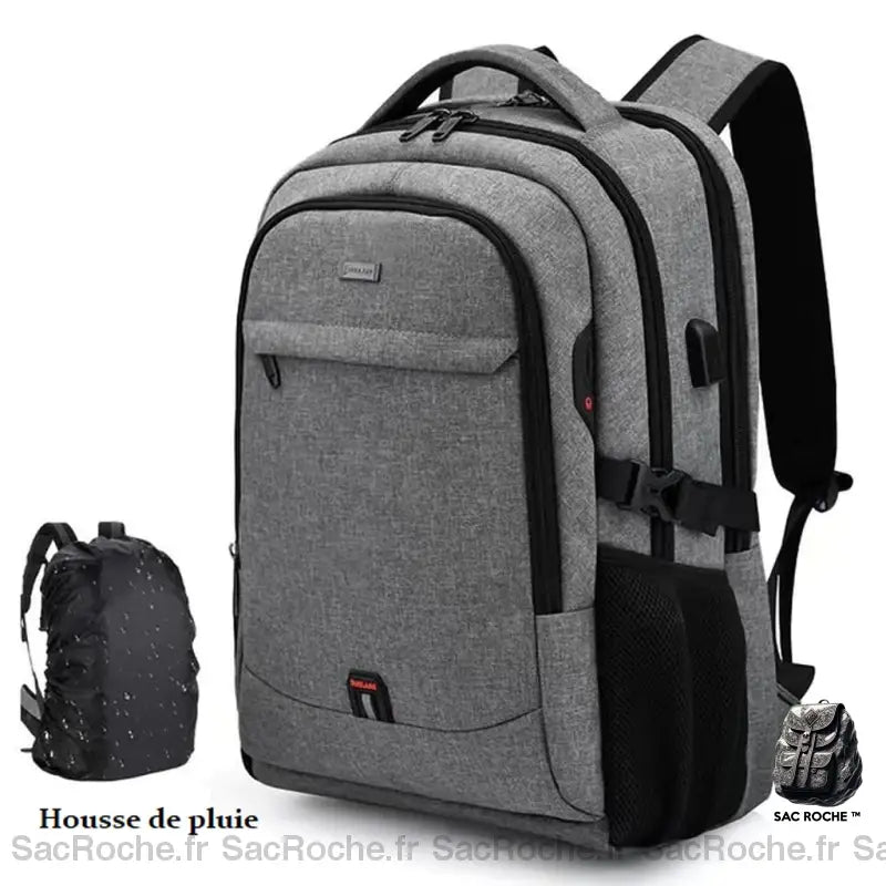 Sac À Dos Portable Télétravail Gris / 15 Pouces Sac Homme