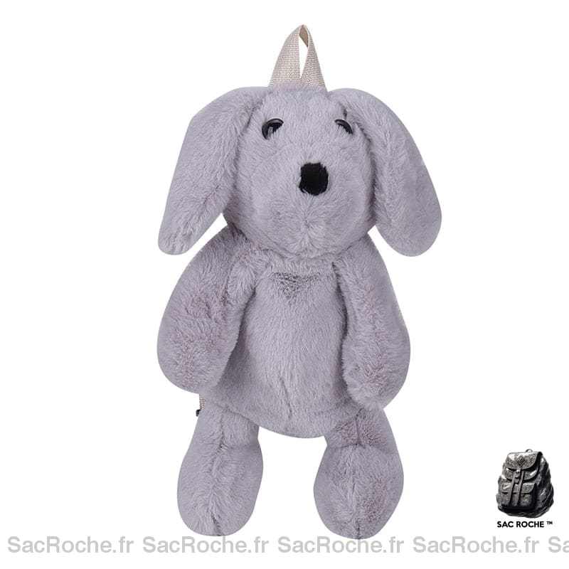 Sac à dos petit chien gris avec un fond blanc