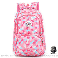 Sac à dos primaire trois compartiments grande capacité - modèle Rose Clair - Sac Roche ™