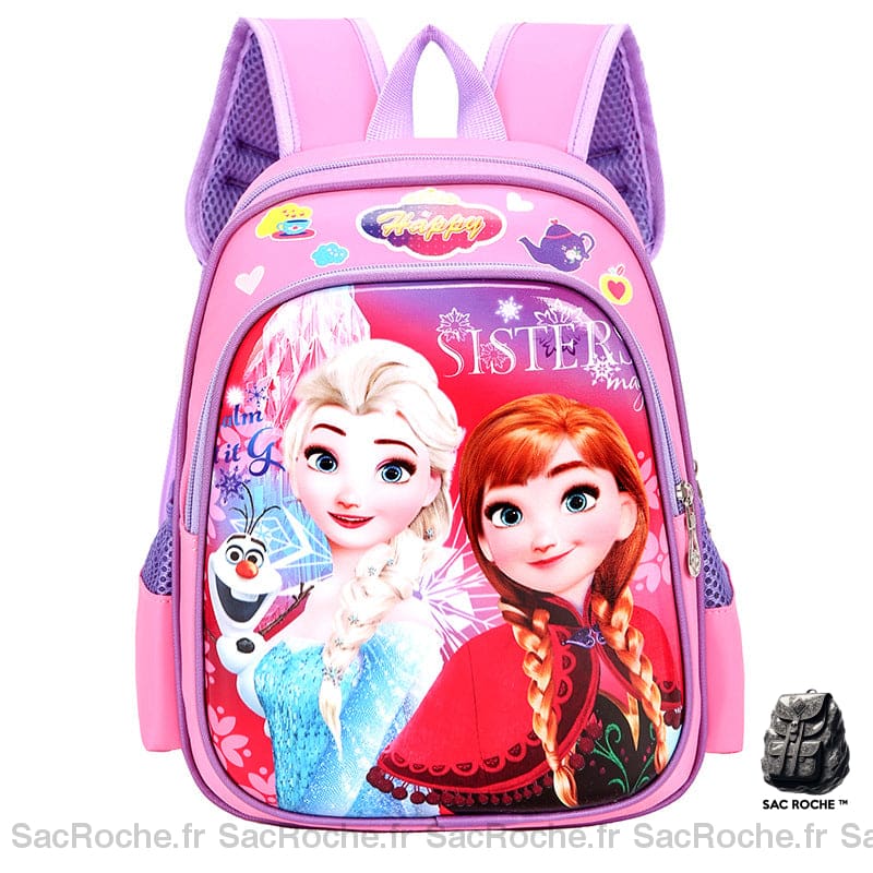 Sac à dos princesse Anna et Elsa Reine des neiges rose avec motifs