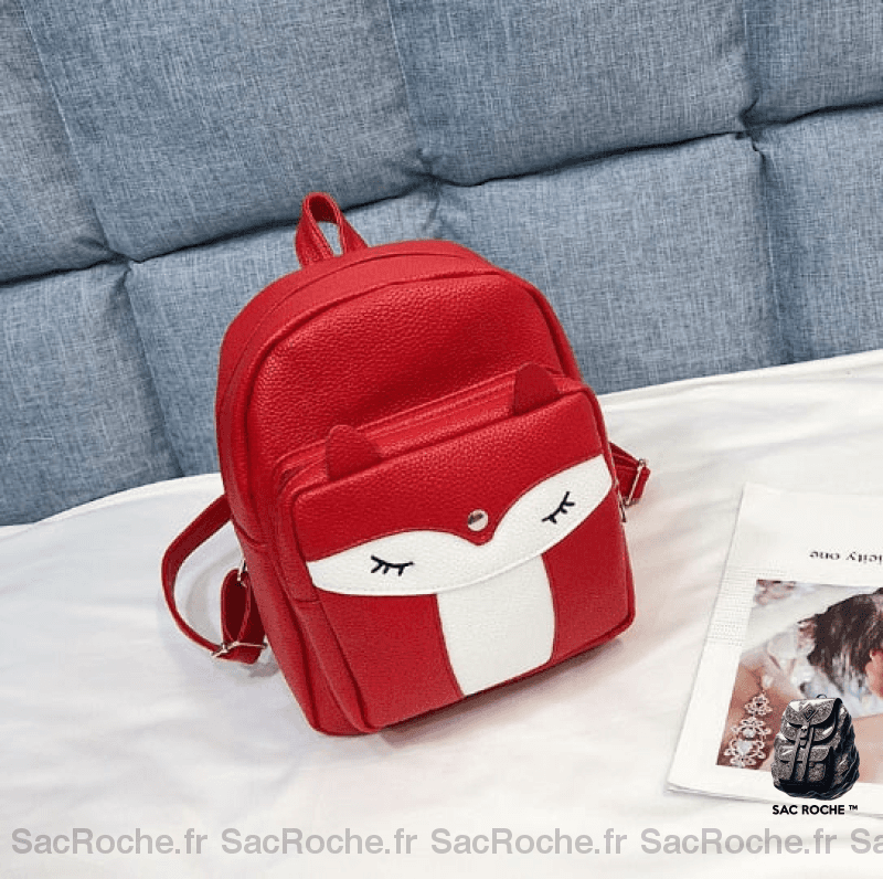 Sac à dos en similicuir renard - Rouge - Sac à main Sac à dos