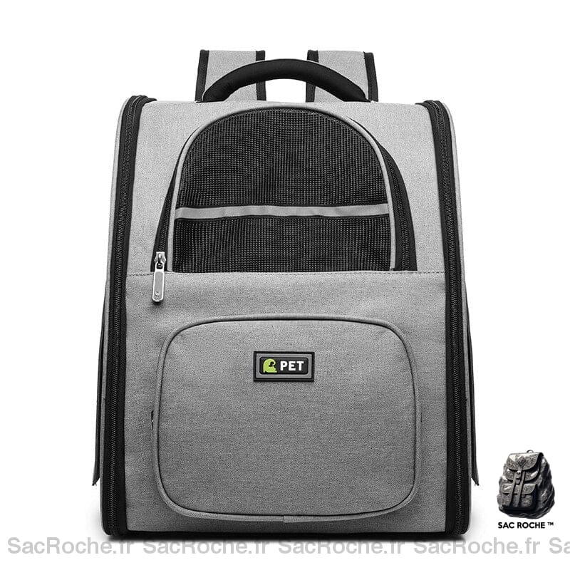 Sac à dos respirant pour animaux de compagnie - Gris - Chat Chien