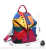 Sac À Dos Rétro Cuir Patchwork Coloré Femme