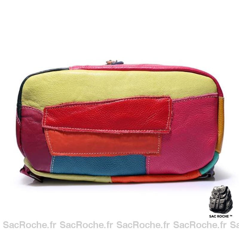 Sac À Dos Rétro Cuir Patchwork Coloré Femme