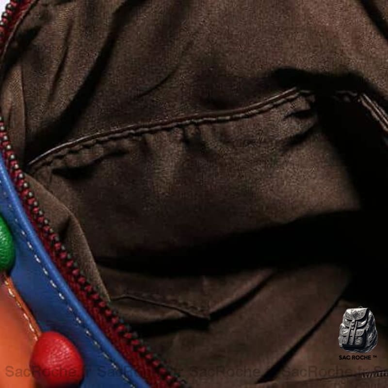 Sac À Dos Rétro Cuir Patchwork Coloré Femme