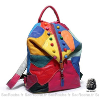 Sac à dos rétro cuir patchwork coloré - Sac Roche ™