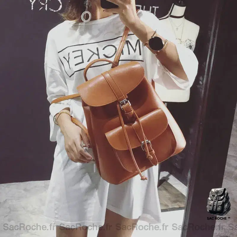 Sac À Dos Rétro Femme Cuir Pu