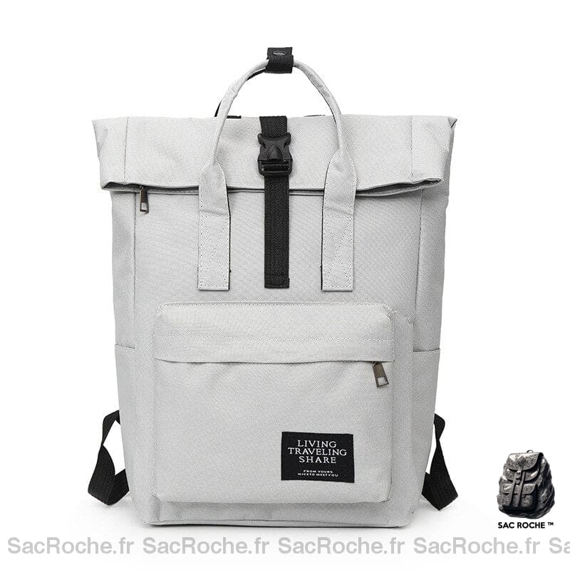 Sac à dos d'ordinateur Rolltop pour femme blanc avec un fond blanc